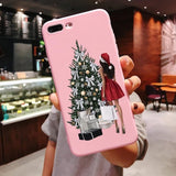 New Year Christmas Santa Claus snow deer Pink Silicone Candy Case Coque For iPhone 11 Pro Max 2019 Xs 6S 7 8 Plus X XS Max XR