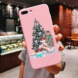New Year Christmas Santa Claus snow deer Pink Silicone Candy Case Coque For iPhone 11 Pro Max 2019 Xs 6S 7 8 Plus X XS Max XR