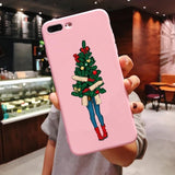 New Year Christmas Santa Claus snow deer Pink Silicone Candy Case Coque For iPhone 11 Pro Max 2019 Xs 6S 7 8 Plus X XS Max XR