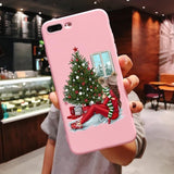 New Year Christmas Santa Claus snow deer Pink Silicone Candy Case Coque For iPhone 11 Pro Max 2019 Xs 6S 7 8 Plus X XS Max XR