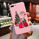 New Year Christmas Santa Claus snow deer Pink Silicone Candy Case Coque For iPhone 11 Pro Max 2019 Xs 6S 7 8 Plus X XS Max XR