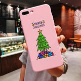 New Year Christmas Santa Claus snow deer Pink Silicone Candy Case Coque For iPhone 11 Pro Max 2019 Xs 6S 7 8 Plus X XS Max XR