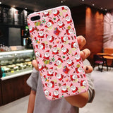 New Year Christmas Santa Claus snow deer Pink Silicone Candy Case Coque For iPhone 11 Pro Max 2019 Xs 6S 7 8 Plus X XS Max XR