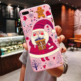 New Year Christmas Santa Claus snow deer Pink Silicone Candy Case Coque For iPhone 11 Pro Max 2019 Xs 6S 7 8 Plus X XS Max XR