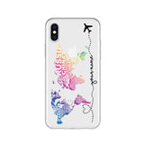 Personalized Custom Name World Map Crown Heart Soft Clear Phone Case For iPhone 6 6S 7 8 Plus X XS 11 Pro max Huaiwei P10 20 30