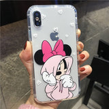 Cartoon Cute Mickey Minnie Soft Phone Case For iPhone 11Pro XR XS MAX 6 6s 8 X 7 Plus Clear Shockproof TPU Cover For iphone 7 8