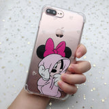 Cartoon Cute Mickey Minnie Soft Phone Case For iPhone 11Pro XR XS MAX 6 6s 8 X 7 Plus Clear Shockproof TPU Cover For iphone 7 8