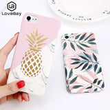 Lovebay Phone Case For iPhone 6 6s 7 8 Plus X XR XS Max 5 5s SE Cartoon Leaf Flower Geometry Pineapple Hard PC For iPhone X Case