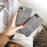 Fabric Cloth Grid Phone Case For Apple iPhone X XR 11 Pro XS Max Cover For iPhone 8 7 6S 6 Plus Lattice Case Fashion Soft Cases