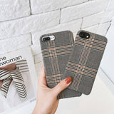 Fabric Cloth Grid Phone Case For Apple iPhone X XR 11 Pro XS Max Cover For iPhone 8 7 6S 6 Plus Lattice Case Fashion Soft Cases