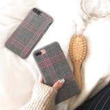 Fabric Cloth Grid Phone Case For Apple iPhone X XR 11 Pro XS Max Cover For iPhone 8 7 6S 6 Plus Lattice Case Fashion Soft Cases