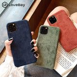 Lovebay Plush Phone Case For iPhone 7 8 Plus 11 Pro X XR XS Max Furry Cloth Solid Color Shell Soft PU Back Cover For iPhone 11