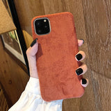 Lovebay Plush Phone Case For iPhone 7 8 Plus 11 Pro X XR XS Max Furry Cloth Solid Color Shell Soft PU Back Cover For iPhone 11