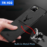Hot Cloth Texture Deer 3D Soft TPU Magnetic Car Case For IPHONE 11 Pro Max Built-in Magnet Plate Case For iPhone 11 Pro Max Cover