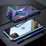 Luxury 360 Magnetic Case For iPhone 11 Pro XS MAX X 6 6S 7 8 Plus XR Coque Metal Phone Cover Two Side Tempered Glass Funda Case