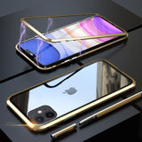 Luxury 360 Magnetic Case For iPhone 11 Pro XS MAX X 6 6S 7 8 Plus XR Coque Metal Phone Cover Two Side Tempered Glass Funda Case