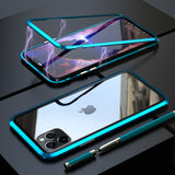Luxury 360 Magnetic Case For iPhone 11 Pro XS MAX X 6 6S 7 8 Plus XR Coque Metal Phone Cover Two Side Tempered Glass Funda Case