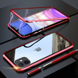 Luxury 360 Magnetic Case For iPhone 11 Pro XS MAX X 6 6S 7 8 Plus XR Coque Metal Phone Cover Two Side Tempered Glass Funda Case
