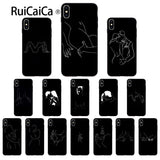 Ruicaica Black and white line art Smart Cover Black Soft Shell Phone Case for iPhone X XS MAX 6 6S 7 7plus 8 8Plus 5 5S XR