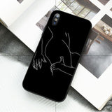 Ruicaica Black and white line art Smart Cover Black Soft Shell Phone Case for iPhone X XS MAX 6 6S 7 7plus 8 8Plus 5 5S XR
