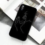 Ruicaica Black and white line art Smart Cover Black Soft Shell Phone Case for iPhone X XS MAX 6 6S 7 7plus 8 8Plus 5 5S XR