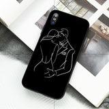 Ruicaica Black and white line art Smart Cover Black Soft Shell Phone Case for iPhone X XS MAX 6 6S 7 7plus 8 8Plus 5 5S XR