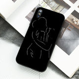 Ruicaica Black and white line art Smart Cover Black Soft Shell Phone Case for iPhone X XS MAX 6 6S 7 7plus 8 8Plus 5 5S XR