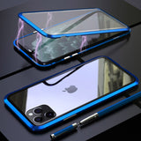 Luxury 360 Magnetic Case For iPhone 11 Pro XS MAX X 6 6S 7 8 Plus XR Coque Metal Phone Cover Two Side Tempered Glass Funda Case