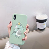 Matte Phone Cases For iPhone 11 Pro 6 6S 8Plus X XR 7Plus XS Max Cute Avocado Funny Dinosaur Soft Silicone Candy Case Capa Coqua