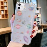 Lovebay Glitter Bling Stars Moon Case For iPhone 11 Pro X XR XS Max 7 8 6 6s Plus Clear Planet Phone Cases Soft TPU Back Cover