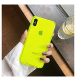 Fashion Fluorescent yellow Phone Case For iphone 11 Pro Max XR X XS Max 7 8 plus Back Cover luxury Couple Transparent Soft Cases