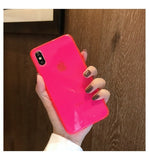 Fashion Fluorescent yellow Phone Case For iphone 11 Pro Max XR X XS Max 7 8 plus Back Cover luxury Couple Transparent Soft Cases