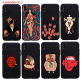 polly nor painting art soft Silicone black cover phone case for iPhone 6 7 8 plus 5 5s 6s se X XS MAX XR Tpu best design Housing