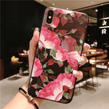 3D emboss flower silicone case for iphone x xr xs max 6splus 8 7plus 5s 5se on for iphone 6s plus case for iphone 7 plus case