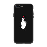 Cute Cartoon Silicone Phone Case For iPhone 7 8 6 6s Plus X 5 5s SE XS Max XR Cover Love Heart Black Capa For iPhone 11 pro max