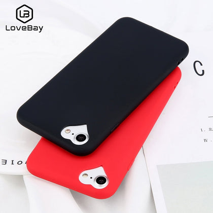 Lovebay Phone Case For iPhone 6 6s 7 8 Plus 5 5s SE Fashion Candy Solid Color Love Heart Soft Silicone For iPhone X Phone Case