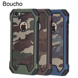 Boucho Army Military Camouflage Armor Shockproof Phone Case For iPhone XS Max XR 5 5S SE 6 6S 7 8 Plus X Dual Layer TPU Cover