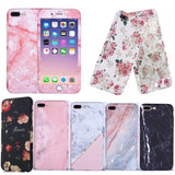 360 Degrees Flower Marble Stone Painted Full Protection Case For iPhone X Xs Max XR 8 7 6 6S Plus 5S SE Hard Plastic Phone Cover