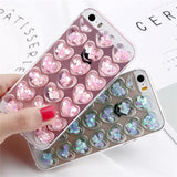 Moskado Glitter Bling For iPhone X 6 6s 7 8 Plus 5 5s SE Phone Case Fashion Cute Cartoon 3D Love Heart Clear Soft TPU Phone Case