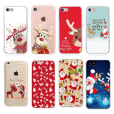 Soft TPU Silicone Phone Cases Coque Merry Christmas Santa Claus Happy New Year for iPhone 5 5S SE 6 6S 7 8 X Plus Coque Shell