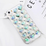 Moskado Glitter Bling For iPhone X 6 6s 7 8 Plus 5 5s SE Phone Case Fashion Cute Cartoon 3D Love Heart Clear Soft TPU Phone Case