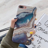 Fashion Gradient Marble Phone Case For iPhone 7 8 X XR XS Max Cases for iphone 6 6S 7 8 Plus Matte Hard PC Full Back Cover Coque