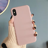 Silicone Case Solid Color Cute Plain Candy Cover Phone Case For iPhone 8 7 6 6s Plus 10 X XR XS MAX Back Protect Soft TPU Funda