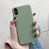 Silicone Case Solid Color Cute Plain Candy Cover Phone Case For iPhone 8 7 6 6s Plus 10 X XR XS MAX Back Protect Soft TPU Funda